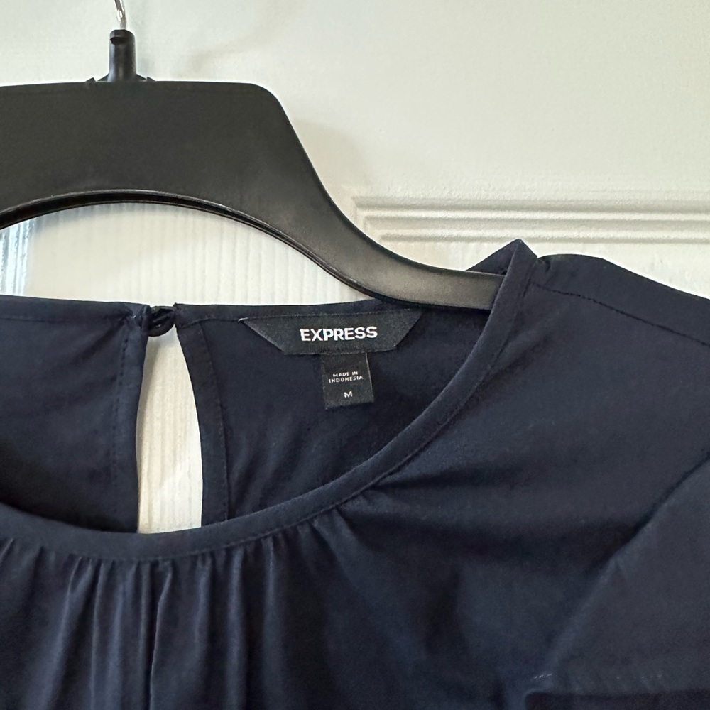 Express - Navy Ruffle Top - Size M - Picture 2 of 3